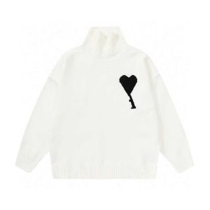 Amis Paris 디자이너 남성 스웨터 Amis de Coeur Aron Love a Heart 패턴 남성과 여성을위한 Jacquard Cardigan 스포츠웨어 캐주얼 커플 스웨터 256