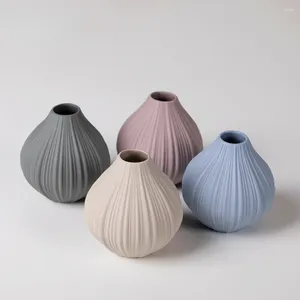 Vases Nordic Mini Set For Home Decor Small Colorful Ribbed Flower Bud Vase Ceramic & Porcelain