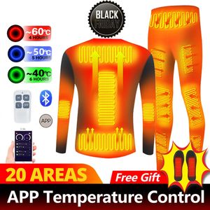 Winter Men's and Women's Thermal Underwear APP Control Temperature USB Battery Heated Fleece Thermal Motorcycle Ski Underwear 231226