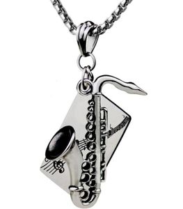 Музыкальный инструмент саксофон кулон ожерелье из нержавеющей стали хип-хоп титановая жемчужная цепочка ювелирные изделия ожерелье s1885118