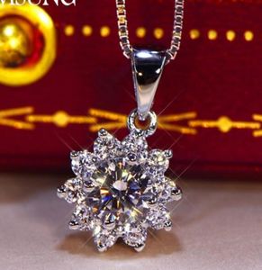 052CT Solid 925 Srebrny srebrny rocznicę ślubu Snow Sona Diamond Wisiant Naszyjnik Zespół zaręczyn