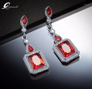 Dangle żyrandol geometryczne kryształowe czerwone kolczyki dla kobiet etnicznych projektantów biżuterii ślubnej Orecchini Aretes Majer ACCES6610577