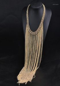 Kedjor exknl boho choker bohemian krage mode guld silver färg lång halsband maxi uttalande tassel kvinnor 2021 smycken18808726