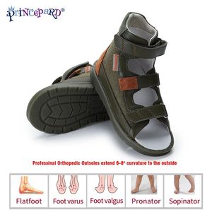 Boots Princepard Summer Children Shoes Toddler Boys Leather Orthopedic Sandals with Arch Support Hightop Correction Boys Sandals