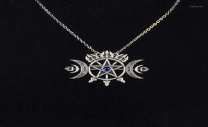 Naszyjniki wiszące Triple półksiężyc z pentagramem naszyjnik Sigil of Spirit Pagan Jewelry Wiccan Gothic Naszyjnik15545471