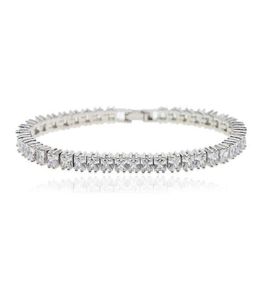 Iced Out Bling Pavimentada Tênis Corrente Pulseira Cor Prata 5A CZ Charme Bangle Para Mulheres Mens Hip Hop Jewelry3076576