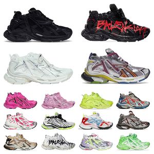 Herrkvinnor Track Runner 7 7.0 Luxury Designer Shoes Graffiti Black White Balencaigas Shoes Sneakers Belenciaga Blue Pink Belanciaga Big Size 46 Mens Shoes Trainers