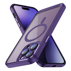 Acrylic Magnetic Lens Camera Protector Cases For iPhone 15 14 Plus 13 12 Pro Max Samsung S24 S23 Plus Ultra Electroplating Button Bumper Armor Shockproof Case Cover