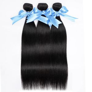 Bone Straight Human Hair 3 Bundles 95gPC Brazilian Remy Virgin Hair Natural Black 1226 Inches Mechanism double weft For Women5729801