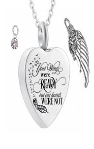 Stainless Steel Angel Wings Cremation Jewelry Ash Necklaces Keepsake Memorial Name customization Urn Pendant Necklace for Ashes1354057