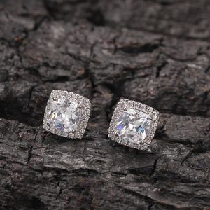 Quadratische Zirkon Ohrstecker für Männer Frauen CZ Ohrring Hohe Qualität Rosa Silber Gold Farben Modeschmuck für Gift263G