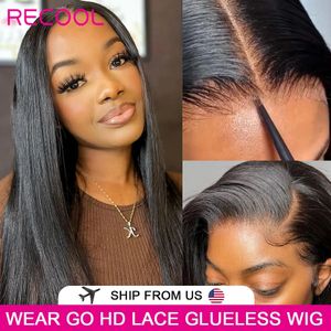 Glueless Lace Front Human Hair Wigs Bone Straight HD Frontal Wig Wear Go 231226をリクール