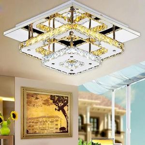 Lights Modern Crystal LED Ceiling Lights Bedroom Living Room Plafond Lamp Surface Mounting Chandeliers Transparent/Amber Crystal