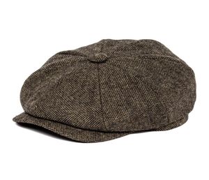 Botvela Men 8 -Place Wool Blend Newsboy Flat Cap Gatsby Retro Hat Caps Baker Boy Hats Women Boina Khaki Coffee Brown 005 201651204