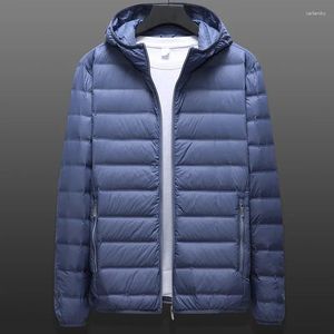 Men's Jackets Men Down Padded Jacket Lightweight Spring Puffer Coat Male Ultra Light Autumn Big Size 6XL 8XL White Duck Hood Zip-up