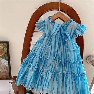 Girl Dresses Baby One-piece Blue Summer Fashion Cute Treasure Birthday Party Wedding Dress Children's Princess Toddler Clothes