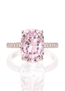 Кольцо из розового золота 18 карат с розовым сапфиром и бриллиантом, стерлинговое серебро 925 пробы, вечерние обручальные кольца для женщин, ювелирные украшения246t7682992