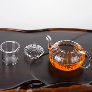 Conjuntos de louça de jantar decoração de mesa de jantar abóbora em forma de vidro flor bule filtrando folhas soltas acessório