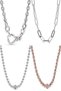 Original Chunky Infinity Knot Beads Sliding Me Link Chain Necklace For Fashion 925 Sterling Silver Bead Charm DIY Jewelry9974938