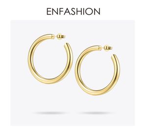 Enfashion Big Hoop Kolczyki Solidny złoty kolor Eternity Układki Kolczyki ze stali nierdzewnej dla kobiet biżuteria EC171022 J1907182822837