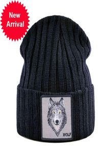 Nowe modne czapki dla mężczyzn kobiety Wolf Wzór czaszki czapki unisex dzianiny streetwear hip hop czapki czapki kpop Gorras5279981