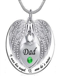 Unisex Angel Wing Birthstone Memorial Keepsake Ashes Urn Pendant Necklace 039i brukade vara hans vinkel nu he039s mine039 2065565