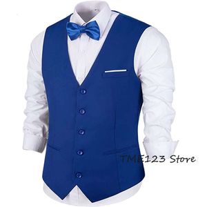 Men's Suit V Neck Business Casual Vest Gentleman Groom Best Man Vests Coat Sleeveless Jacket