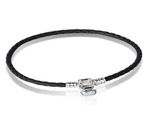 All'ingrosso-Autentico bracciale in pelle intrecciata con timbro originale in argento sterling 925 adatto per braccialetti con ciondoli Gioielli di moda fai da te1156988