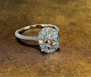 2022 Yeni Moda Vintage Oval Kesim 4CT Pırlanta Promise Halkası 100 Gerçek 925 STERLING Gümüş Nişan Düğün Bankaları Kadınlar İçin J2097183