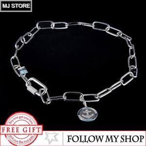 Correntes S925 Sterling Silver Blue Compass Anchor Pingente Colar Moda Personalidade High-End Jóias Femininas GiftChains267z