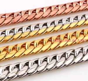 Top Quality 740quot Customed Size Heavy 316L Stainless Steel SilverGoldRose Gold Color Curb Cuban Chain Mens NecklaceBracele3050931