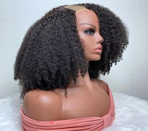 Лента для волос Glueless 4a Afro Kinky Curly V Part nsity Необработанные человеческие волосы U Part s для женщин Средняя часть Full End Machine 22120545750337