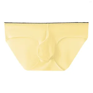 Cuecas masculinas cor sólida roupa interior briefs elegante de uma peça sem costura calcinha de cintura baixa u-convexo respirável masculino