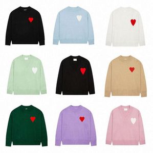 Amisweaterファッションメンズデザイナーアーミーチートニットセーターは心臓のソリッドカラービッグラブラウンドネック長袖ジャンパー英国フランスハイストリート1185ess