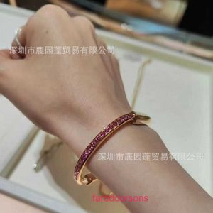 Trend fashion versatile jewelry good nice Tifanism T Familys New Lock Bracelet Womens 18k Rose Gold shaped Set with Diamond Pink Red ROSE With Original Box