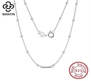 Rinntin 925 Sterling Silver Chain Necklace Side 20mm Ball Beads On Neck For Women Jewelry Elegant Ladies Decor SC22 Chains2783719