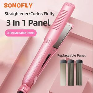 Prostownicze Sonofly 3In1 Curler z 3 panele z 3 obrotami ceramiczna Kukurska Sproda 5 Temperatura narzędzia do prosty włosów LM31