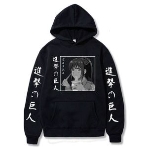 Japan Anime Attack på Titan Sasha Braus Hoodies Kawaii handdragen nudel tryckt långärmad streetwear haruku tröjor