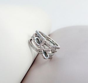 Atacado-CZ diamante arco anel para 925 jóias de prata esterlina delicado sentimento senhoras anel com box5534049 original