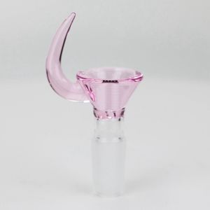 Borbulhador de vidro colorido para fumar 14mm 18mm masculino conjunto seco erva tabaco filtro tigela para cima chifre de touro lidar com plataformas petrolíferas waterpipe bong downstem funil porta-cigarro