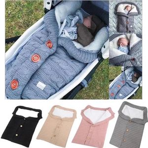 Bags Warm Baby Sleeping Bag Footmuff Infant Button Knit Swaddle Cotton Knitting Envelope Newborn Swadding Wrap Stroller Accessory