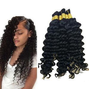 Bulks XISHIHONGYAN Deep Weave Bulk Braiding Hair Human Hair Micro Braids Mixing length 50g Each Bundle Natural Black Color