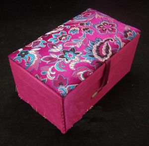 Rectangle Floral Craft Tall Jewelry Watch Gift Box Cotton Filled Storage Case Decorative Chinese Silk brocade Cardboard Packaging 9743769