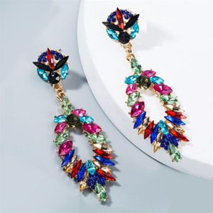 New Vintage Crystal Drop Earrings For Women Fashion Jewelry Geometric Leaf Statement Long Earings Accesorios Mujer Aretes256H