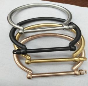 4 Colors Fashion Stainless Steel Bracelets Bangles Screw Buckle Horseshoe Gold Charms Cuff Femme Pulseira Masculina7467796