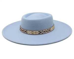 イギリスのスタイルはフェドー​​ラの帽子新しいファッション95cm幅のブリムウールボウラードレス帽子冬の教会ジャズキャップchapeu feminino1572667