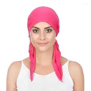 Ethnic Clothing Muslim Pre-Tied Scarf Chemo Beanies Bonnet Caps Women Turban Hat Headwear Headscarf Wrap Bandanas Hair Accessories