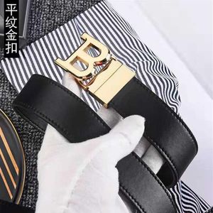 Wysokiej jakości litera B gładka klamra Business Casual Belt Men oryginalny skórzany pasek 3 3 cm marka dżins