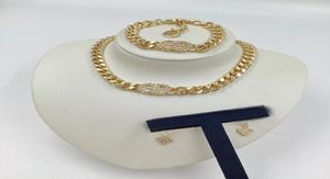 Listka ze stali nierdzewnej Choker 14K Gold Cuban Link Chain Naszyjnik Bransoletka Stunki Uszy dla męskich i kobiet miłośnicy Prezent z Box9393479