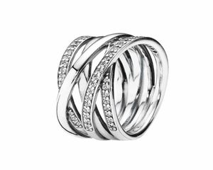 Sparkling Polished Lines Ring Women Mens 925 Sterling Silver designer Jewelry Original box for rings set8638147